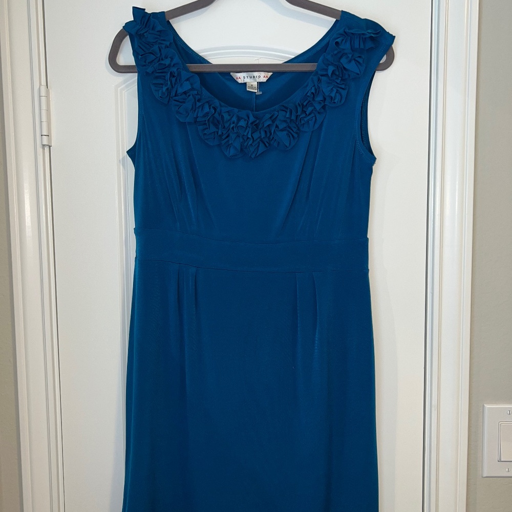 Blue ruffles wedding guest dress size 8